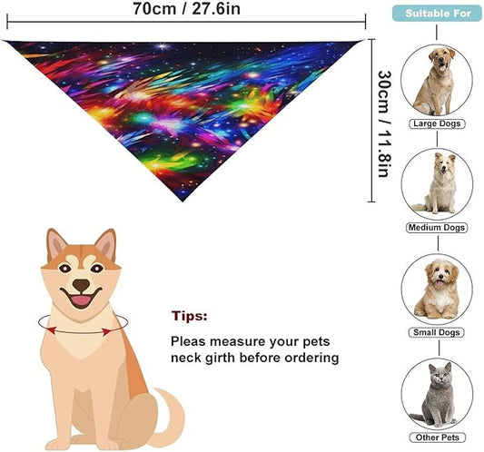 Dog Bandana Spring Pet Scarf Adjustable Triangle Bright Beautiful Colorful Art Printing Dog Bib Washable Polyester Puppy Bandana for Small Medium Large Dogs Cat Birthday Party Supplies
