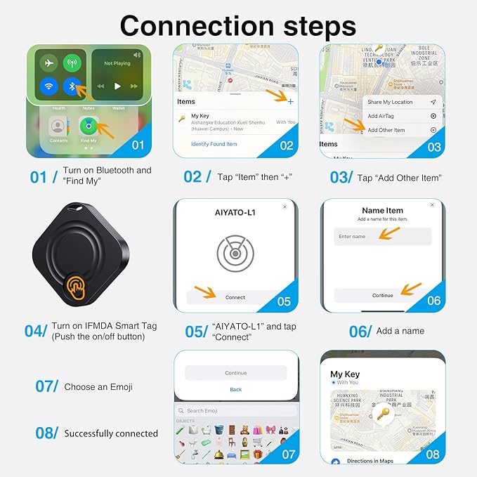 Tags-2 Pack Air Tracker, Key Finders and Item Finder Locator with Sound, Smart Tag Bluetooth Trackers Compatible with Apple Find My (iOS Only), Luggage, Key, Pet Tracker, Lightweight, Black