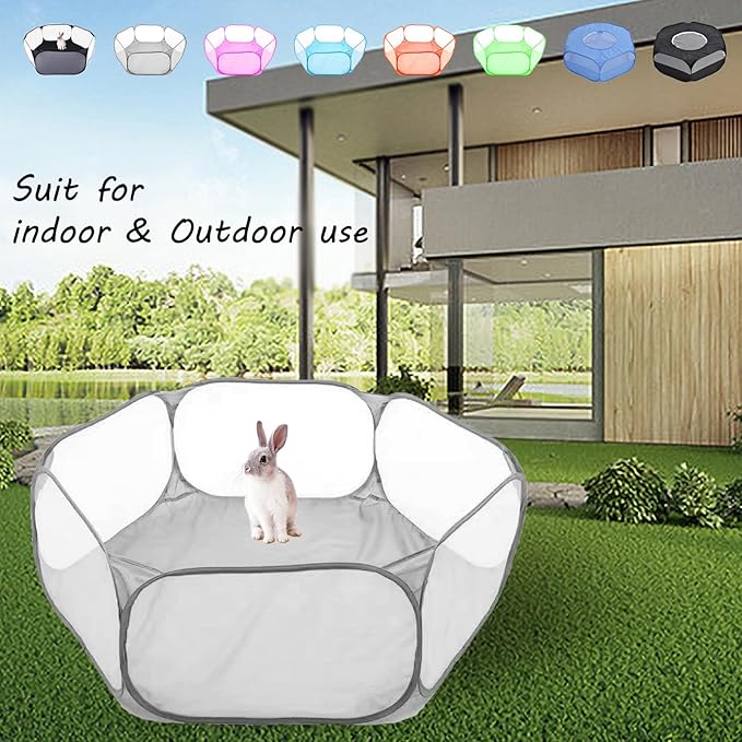 Small Animals Playpen, Portable Pop-up Open Interactive Pet Tent, Indoor Outdoor Fence for Rabbits, Guinea Pig, Hamster, Chinchillas, Kittens, Puppies
