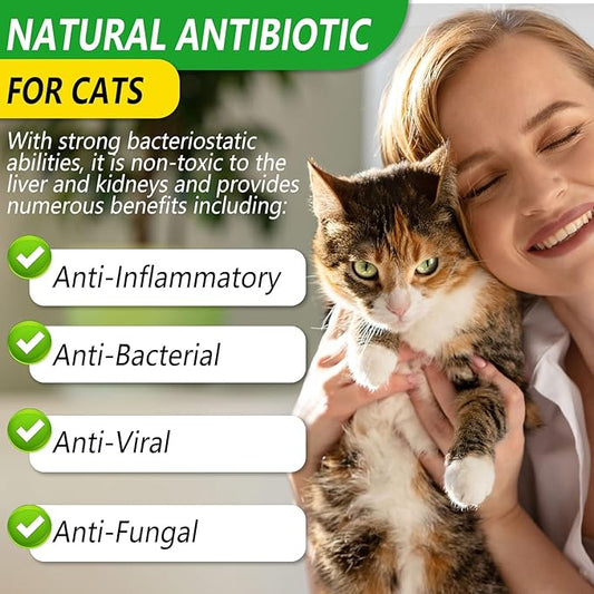 Cat Antibiotics for Infection, Natural Antibiotics for Cats, Cat Multivitamins Liquid, Cat Antibiotic Supports Immune and Cats Allergy Itch Relief, Pet Antibiotics Supplements, Chicken Flavor, 2 Fl Oz