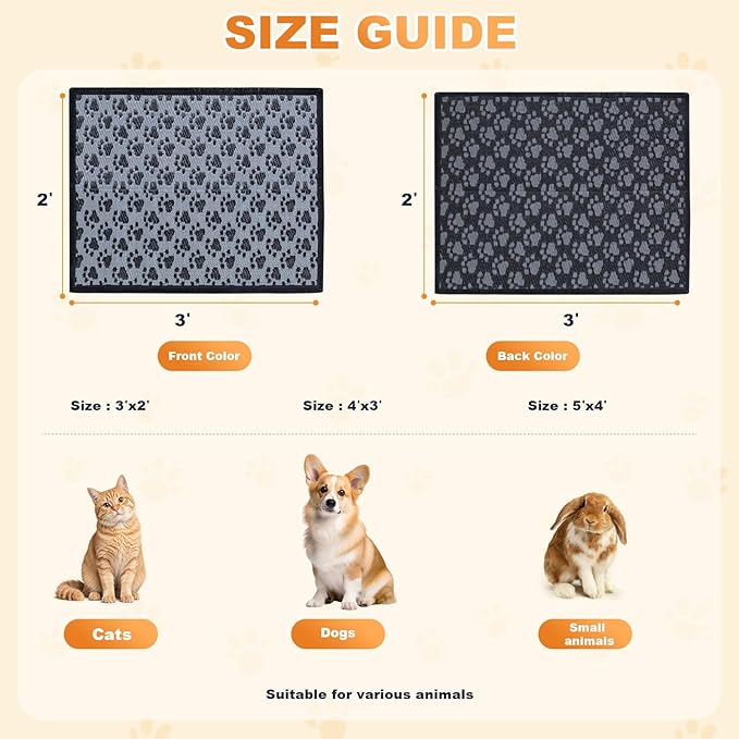 3x2 Feet Cat Bed Mats, Stain-Resistant, Washable and Easy to Clean, Reversible for Double-Sided Use, Convenient Design, Suitable for Both Outdoor and Indoor