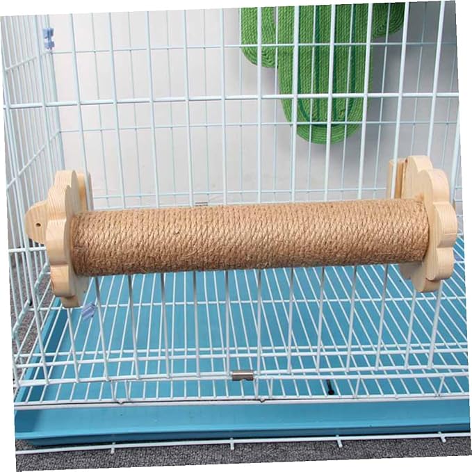 Cat Scratching Post Sisal Indoor Kitten Scratcher with Solid Wood Core 40cm Sturdy Wear-Resistant Scratching Pole for Cage and Home Use