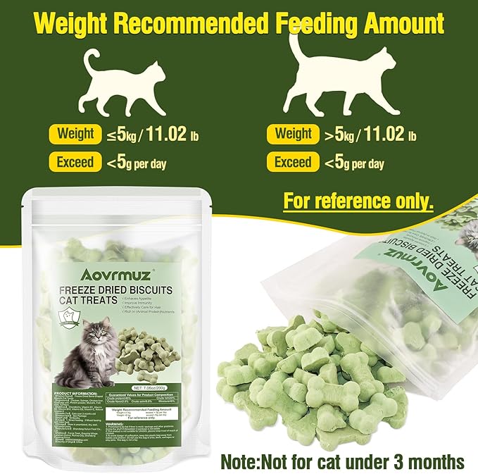7.05 oz Freeze Dried Training Cat Dog Treats Chicken Liver Salmon Crunchy Healthy Biscuit Snacks