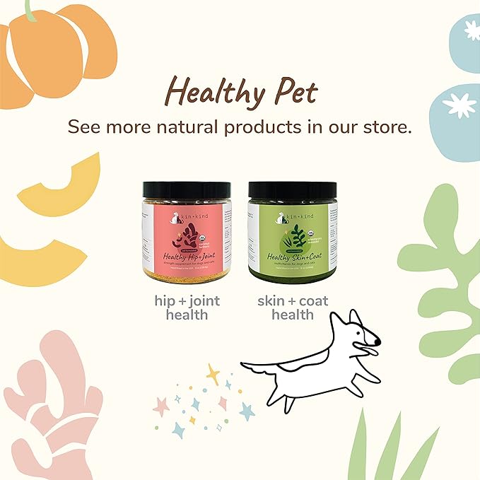 kin+kind Calm Power Supplement for Dogs and Cats – Natural Dog Calming and Cat Calming Support with Organic Chamomile, Thyme, Apple Pomace, Ginger & Coconut – Vet Formulated - Made in USA – 4 oz
