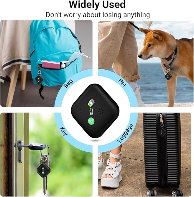 Dual-System Compatible Bluetooth Tracker for iOS or Android Key Finder, Item Locator, Smart Luggage Tracker, Pet Tracker Works with Apple Find My or Google Find Hub IP67 Waterproof Rating (2-Pack)