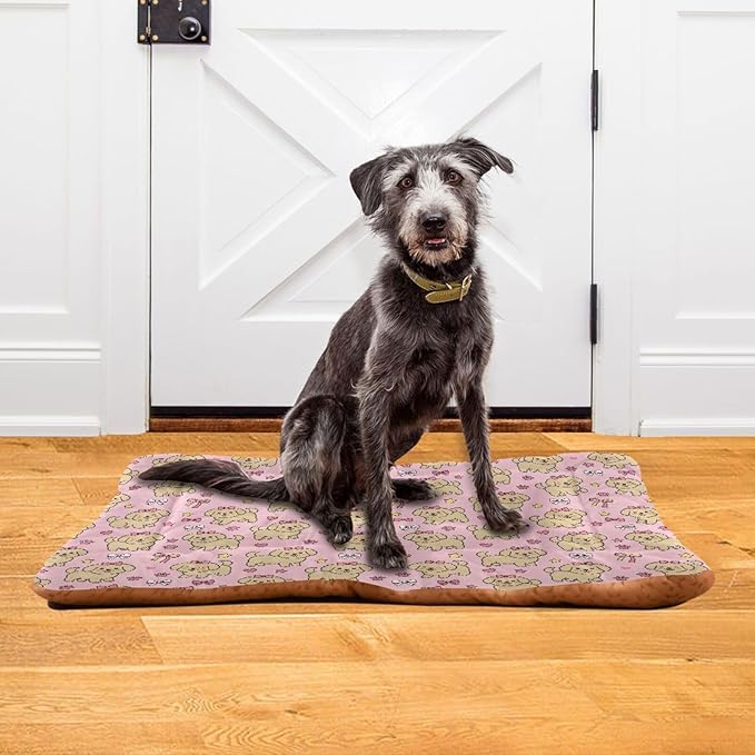 Dog Bed for Crate Washable Pet Sleep Pad, Dogs Print Kennel Mat with Non-Slip Bottom, Soft Fluffy Supplies Pet for Dogs and Cats (24x18 inch)