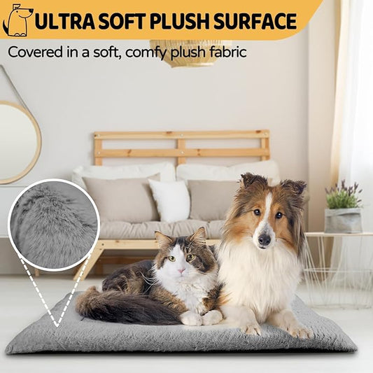 Dog Crate Pad 48 Inch, Washable Plush Kennel Mat for XXL Dogs, Anti-Slip Cushioned Pad for Wire and Metal Crates, Indoor, Travel and Training Use, Dark Grey