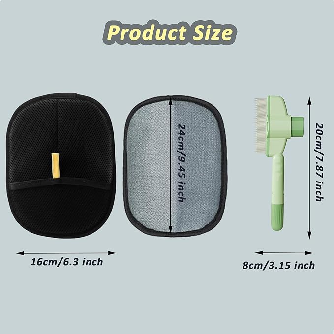 2 Pack Pet Hair Remover, 2025 Upgrade Resuable Electrostatic Pet Hair Remover Gloves for Couch, Carpet, Furniture,Double Sided Cat Grooming Glove for Cat & Dog with Brush Set