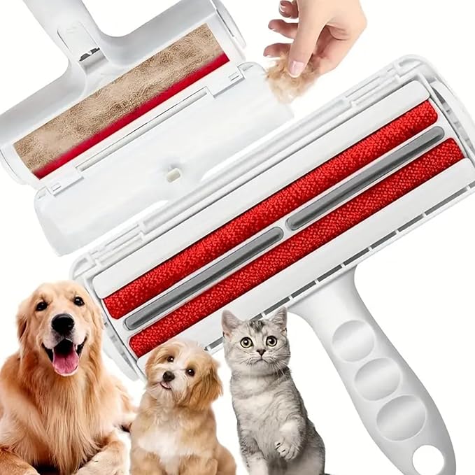 Self-Cleaning Pet Hair Remover Roller for Furniture, Reusable Lint Roller and Dog/Cat, Carpet, Clothing - Portable Multi Surface Fur Removal