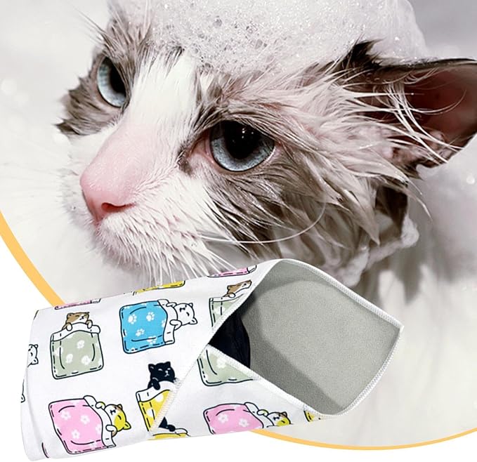Cat Wrap | Self-Adherent Cat Nail Trimming Restraint Wrap | Anti-Scratch Control Multifunctional Anti-Escape Washing Grooming Indoor Clip Nails Clean Ears Animal Trimming Clipping