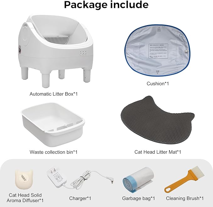 Coziwow Smart Open Top Automatic Litter Box, Self Cleaning Cat Litter Box with App Control & Odor Isolation, Cat Litter, Large Capacity for Multiple Cats, Includes Trash Bags & Cat Litter Mat