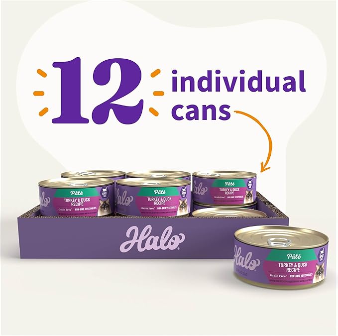 Halo Spot's Pate Grain Free Turkey and Duck Food, 8.25 lb./5.5 oz.