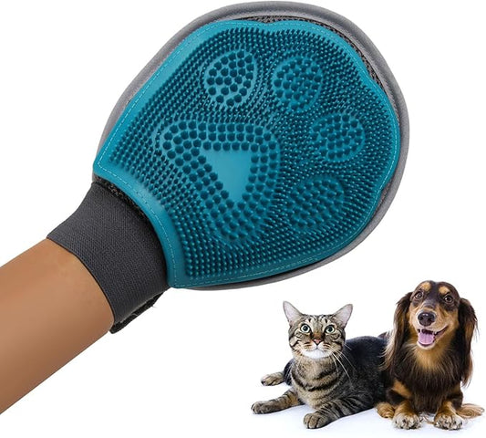Pet Hair Remover Glove, Pet Grooming Gloves, Reusable Double Sided Cat Brushes Gloves, Efficient Silicone Dog Bathing Gloves, Deshedding Massage kit for Cats Dogs