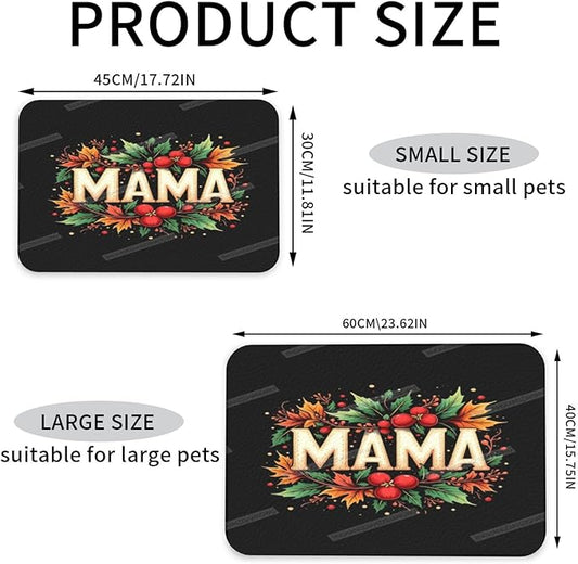 Pet Feeding Mat for Dogs Cats Happy Mother's Day Floral Gift for Mom Ib Absorbent Dog Food Mat Non-Slip Waterproof Placemat Quick Dry Pet Supplies Bowl Mats