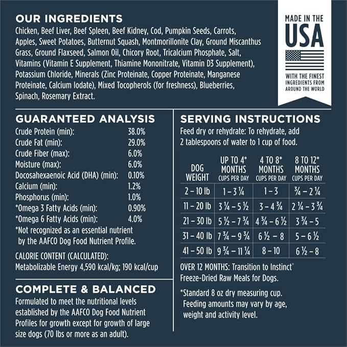 Instinct Raw Meals Freeze-Dried Puppy Chicken Dog Food, 3 oz. Bag