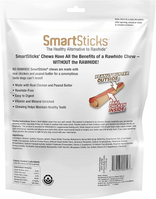 SmartBones SmartSticks with Real Peanut Butter, 25 Count, Treat Your Dog to a Rawhide-Free Chews for Dogs