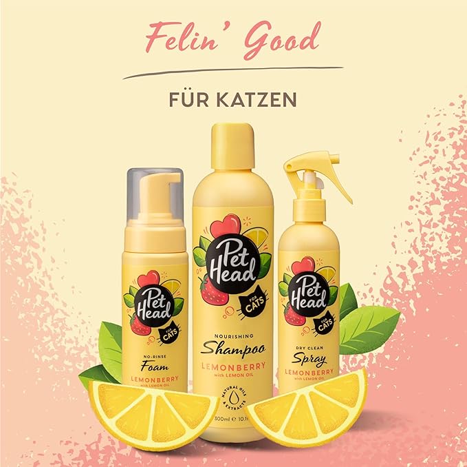 Pet Head Felin' Good Cat Shampoo | Fruity Scent | Shampoo for Smelly Cats | Nourishing & Deodorizing | Vegan | Lick-Safe | Gentle Formula for Kittens | Made in USA | 10.1 fl. oz.