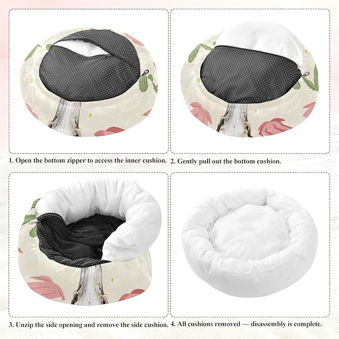 Pet Dog Bed Warm & Soft fluffier Calming Bed for Small Size Pets Supplies Desert Cow Design