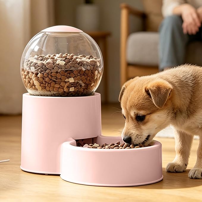 Automatic Pet Feeder - Large Capacity Dog Food, Water Dispenser Bowl Feeding System Reliable Continuous Supply Design for Controlled Portion Support for Puppies and Small to Medium