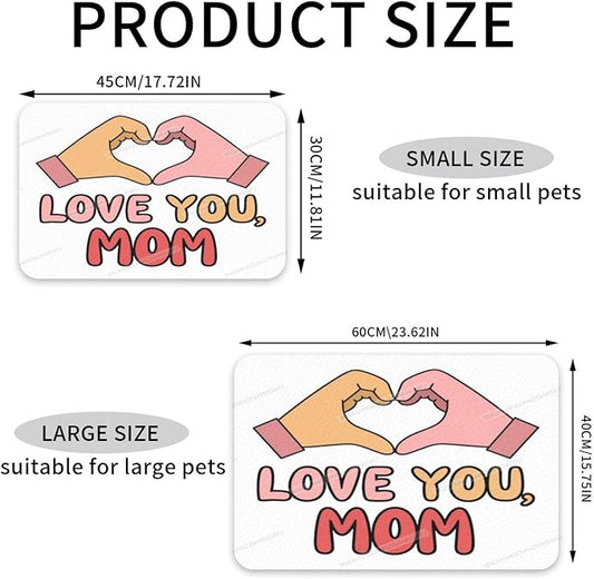 Pet Feeding Mat for Floors Waterproof Dog Mat for Food and Water Happy Mother's Day Floral Gift Mom Ht Absorbent Quick Dry Non Slip Mats Cat Bowls 24x16In