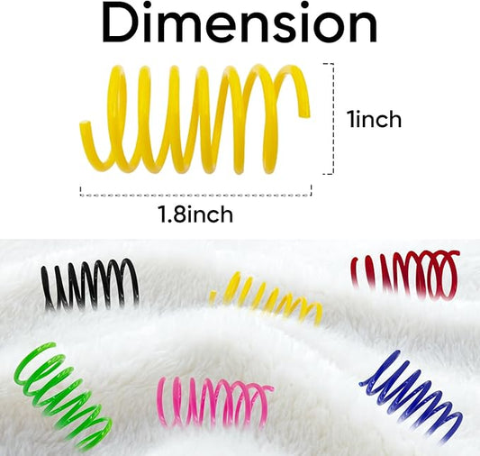 AGYM 6Colors Plastic Spring Cat Toys, 90 Pack Spiral Springs for Indoor Cats to Swat, Bite, Hunt, Interactive Toys for Cats and Kittens