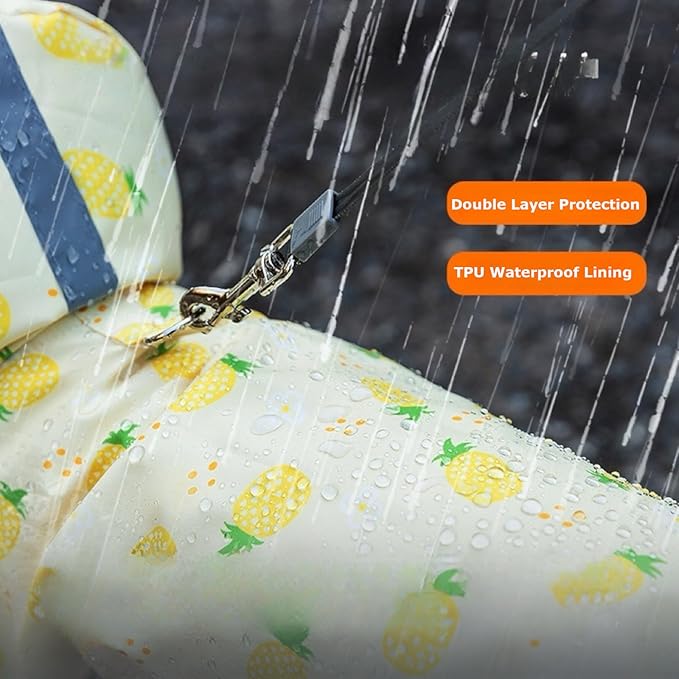 Waterproof Dog Raincoat,Full Coverage 4 Legs Dog Rain Jacket for Small Dogs,Pet Rain Coat with Hood,Reflective Strips&Leash Hole Outdoor Raincoat (Medium(for Weight 5.1-8.1 lb), Pineapple)