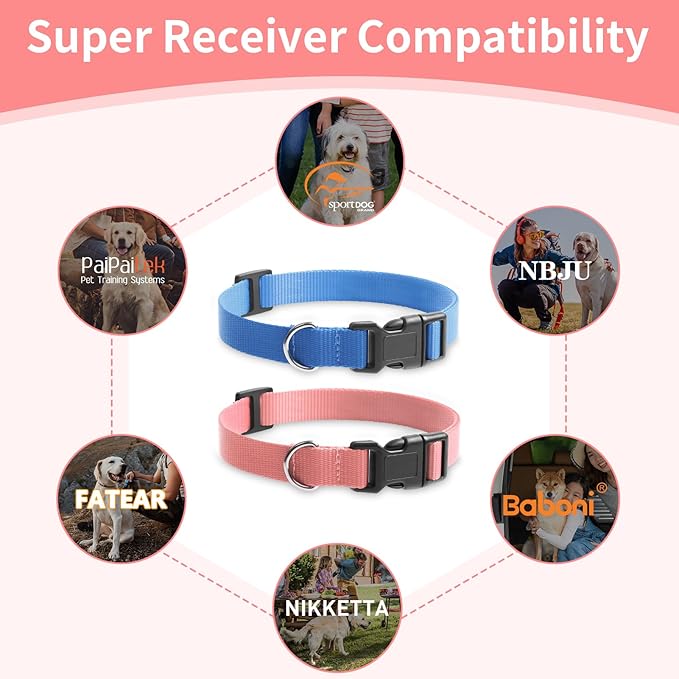 Modern Stylish Ecollar Replacement Strap, Nylon 3/4" Replacement Collar for Shock Collar with Quick Release Buckle, Soft Adjustable Shock Collar Replacement Strap for Small Medium Large Dogs Boy Girl