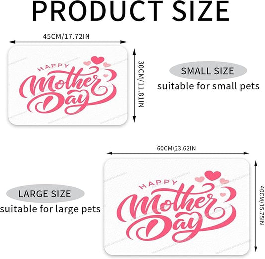 Dog Food Mat Dog Mat for Food and Water 18X12In Happy Mother's Day Floral Gift for Mom Gu No Stains Cat Pet Feeding Mats Water Bowl Messy Drinkers