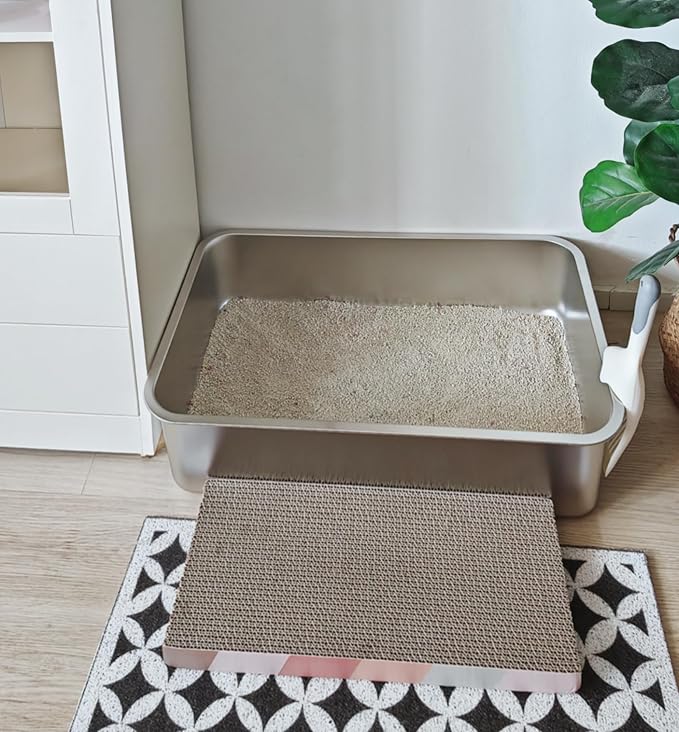 2 Pack Stainless Steel Cat Litter Box with High Sides - Metal Cat Pan, Large Indoor Litter Tray, Never Absorbs Odor, Pet Toilet Supplies Smooth Surface for Kitten, Kitty, Rabbit 19.7"x13.8"x8"