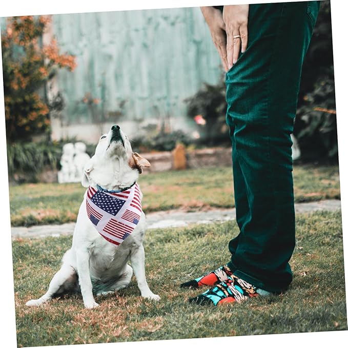 DOITOOL Independence Day Dog Triangle Bandana Patriotic Pet Scarf Cotton Decorative Festival Bandana for Dogs and Cats Holiday Pet Supplies