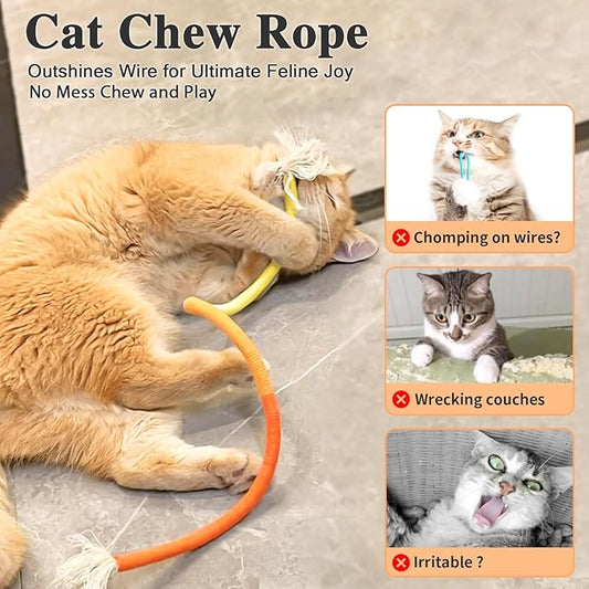 Retro Shaw Cat Chew Toys, 3-Pack Durable Rope Toys with Refillable Organic Catnip, Safe Dental Cleaning Interactive Toy for Indoor Cats & Kittens, 23.6 Inches