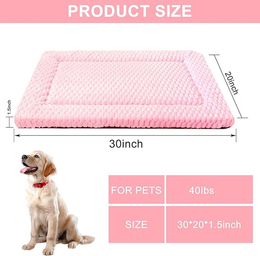 Dog Bed Mat,Reversible & Ultra Soft Kennel Pad-Machine Washable Pet Bed for Dogs & Cats-All-Weather Crate Liner for Crates,Carriers & Travel (Pink, 30" L x 20" W x 1.5" Th)