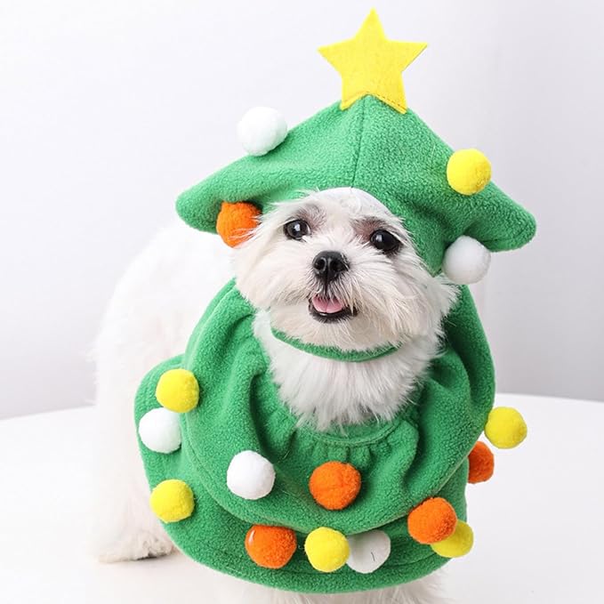 Pet Costume Christmas Tree Animal Cosplay Dress Accessories Pet Supplies 3D Christmas Tree Dog Outfit