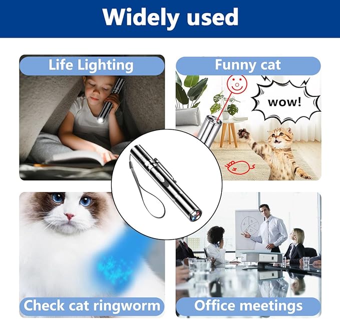 Laser Pointer Cat Toys, Cat Laser Pointer Toy with Three Light Modes, Five Adjustable Patterns,USB Portable Charging, Interactive cat Toy Multifunctional and Portable(2Pcs)