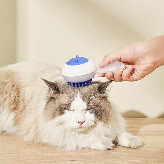 Pet Comb Bath Brush, Ergonomic Pet Bath Massage Brush for Cat Dog, Grooming Shampoo Brush Dual Use Of Dry/Wet Hair Removal Brushes, Shower Wash Brushes for Long & Short Hair Pets (Blue)