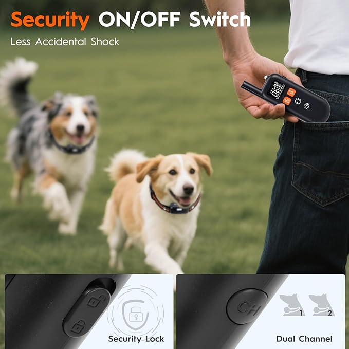 Shock Collar for Dogs 3 Dog Shock Collar with Remote Control with 4 Training Modes,Rechargeable Dog Training Collar Electric Collar for Small Medium Large Dogs (15-120Lbs) with Flash Light