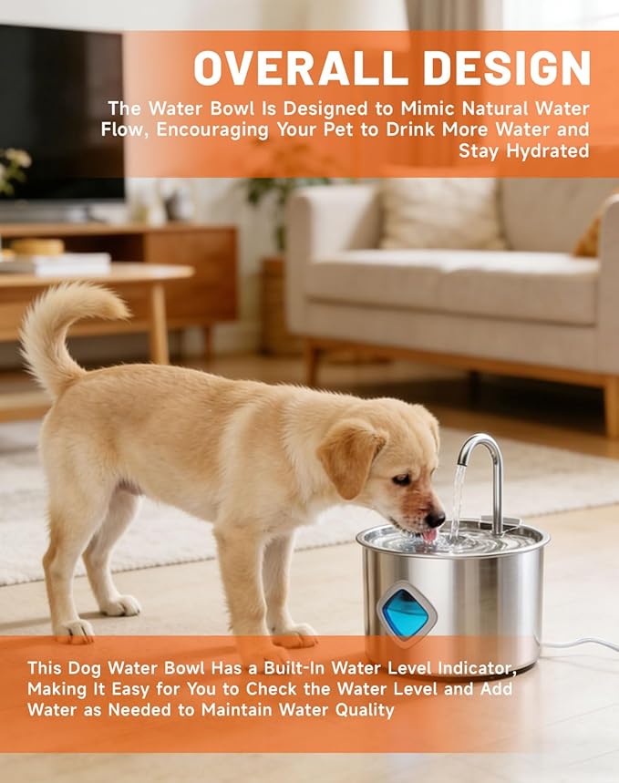 Vetiflow - Set It Once - Fresh Water 24/7, 100% Safe for All Dogs, Vetiflow Dog Bowl with Always Clean, Never Slimy, 108 Oz Vetiflow Water Fountain, Vetiflow Water Bowl (10filter + 2cotton)