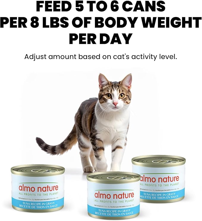 almo nature Supportive Formula Indoor HQS Flaked Tuna Formula in Gravy Wet Cat Food, 1.77-oz can, case of 6