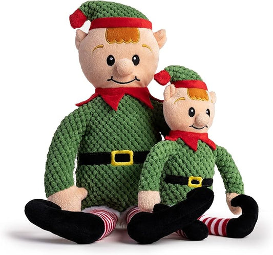 fabdog Floppies Plush Dog Toys - Cute Holiday-Themed Squeaky Dog Toy - Best Squeak Toy for All Breeds | Ideal Small Elf