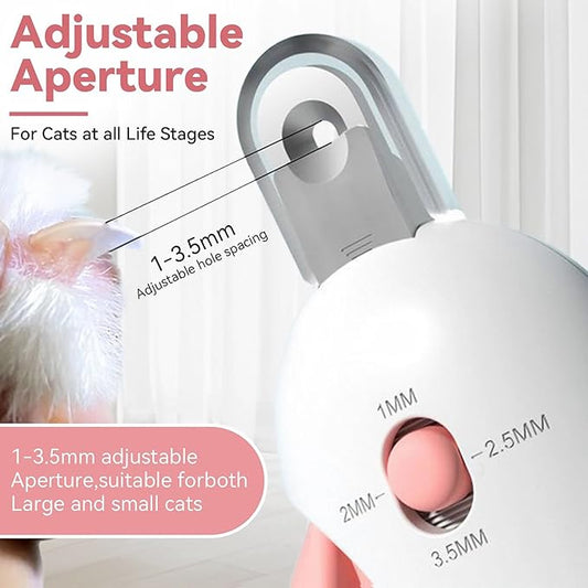 Adjustable Cat Nail Clippers with Security Guard,All-in-One Trimmer & Grooming Supplies for Kittens to Large Cats,Includes Nail File and Storage Container(Pink)