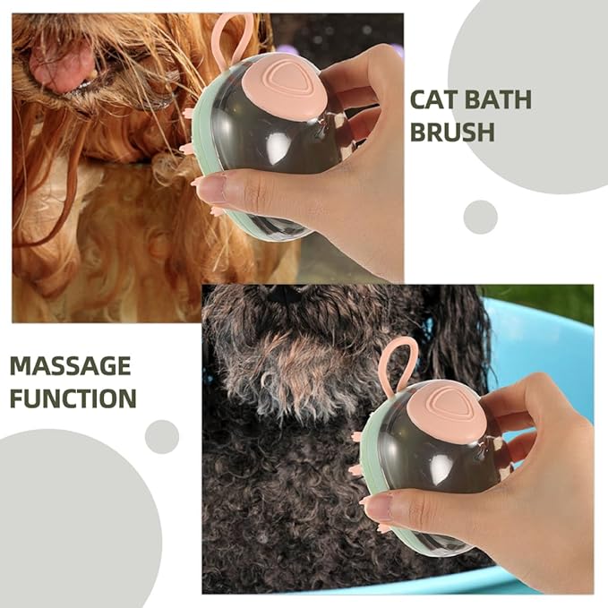 Cat and Dog Bath Brush for Grooming and Massage, Small Green Pet Bathing Tool with Soft Bristles, Suitable for Puppy and Adult Pet Cleaning Supplies
