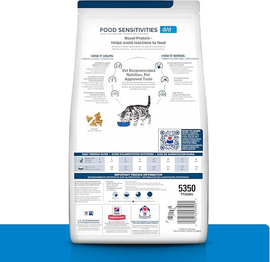 Hill's Prescription Diet d/d Food Sensitivities Venison & Green Pea Formula Dry Cat Food, Veterinary Diet, 8.5 lb. Bag