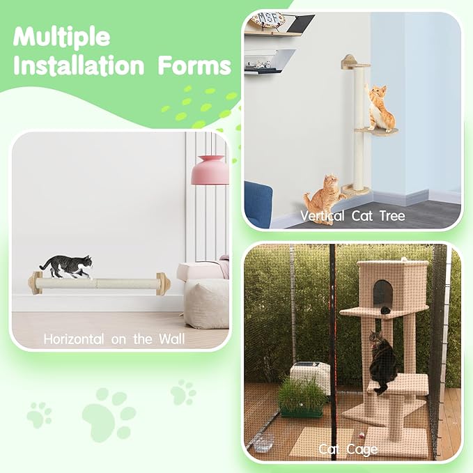 Dorakitten Cat Scratching Posts, 2 PCS, Sisal Hemp, Wall Mounted, Modern Style, Large Breed Friendly