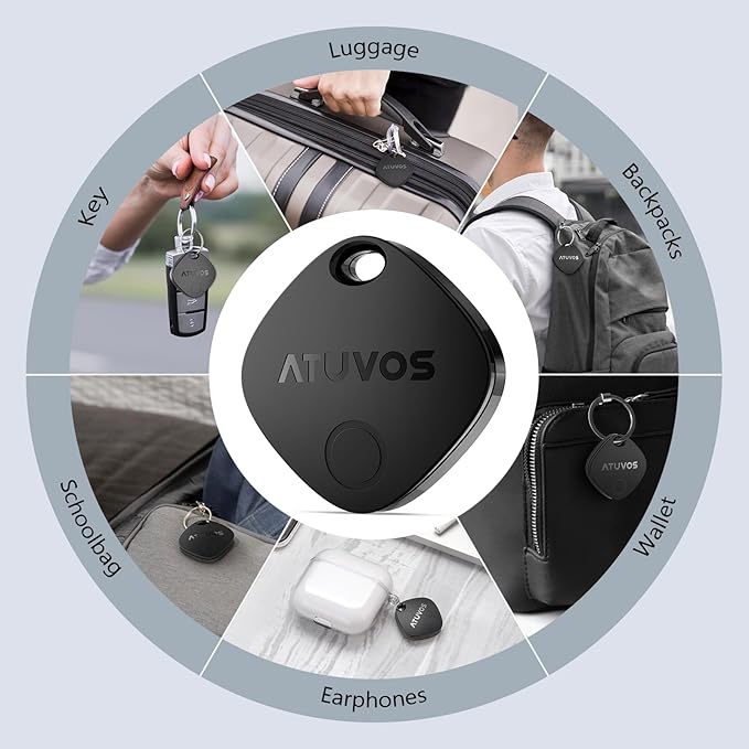 ATUVOS 2025 New Upgraded Dual System Air Tracker Tags-4 Pack, Compatible with iOS Apple Find My & Android Google Find Hub APP (Not for Huawei), Bluetooth Tracker for Keys, Luggage, Backpack, Suitcases