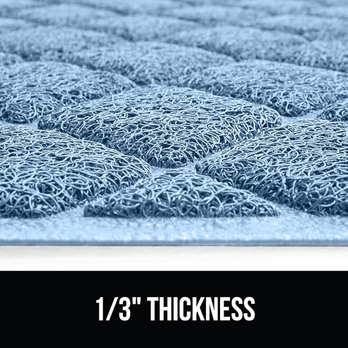 GORILLA GRIP Cat Litter Box Mat, 47x35, Water Resistant, US Designed Kitty Litter Trapping Mats, Easy to Clean, Scatter Control, Less Mess and Clean Floors, Kitten Supplies for Indoor Cats, Light Blue