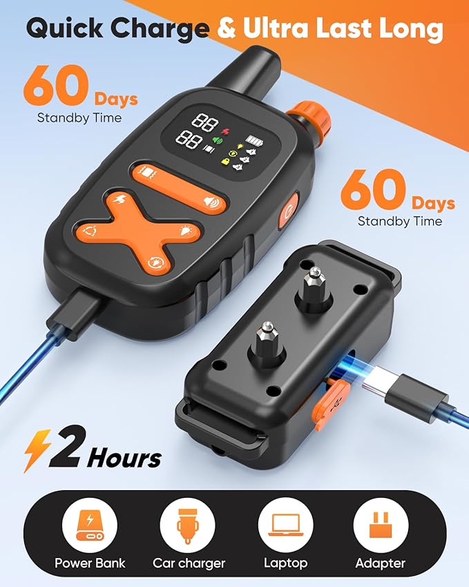 Remote Training Collar with LED Light – 3300FT Range, Rechargeable & Waterproof, Beep and Vibration Modes with Adjustable Levels, Reflective Strap for Small Medium Large Dogs