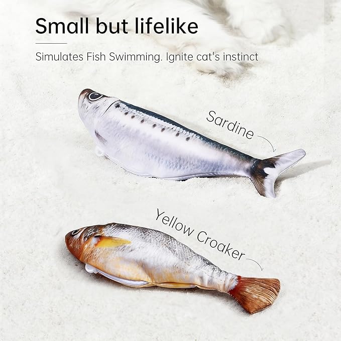 2 Packs Cat Toys Floppy Fish with Catnip, Cat Toys for Indoor Cats Flopping Fish, Realistic Moving Cat Fish Toy, Rechargeable Plush Interactive Cat Toys for Cats, Kitten Toys for Exercise