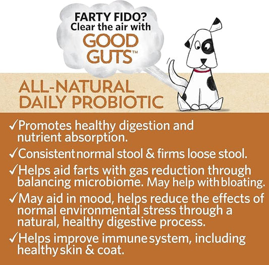 Fidobiotics Good Guts for Big Mutts Probiotic for Dogs, 12 Billion CFUs, 11 Strains, 5 Digestive Enzymes, 2 Prebiotics, Digestive Gut Health for Dogs, Adult & Puppy Probiotics Supplements, Pack of 2