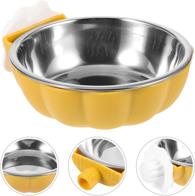 Hanging Pet Feeder Bowl Small Yellow Plastic Cat Feeder Dog Water Bowl for Cage Feeding Supplies