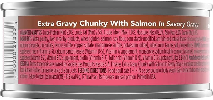 Purina Friskies Extra Gravy Wet Cat Food Chunky With Salmon in Savory Gravy - (Pack of 24) 5.5 oz. Cans